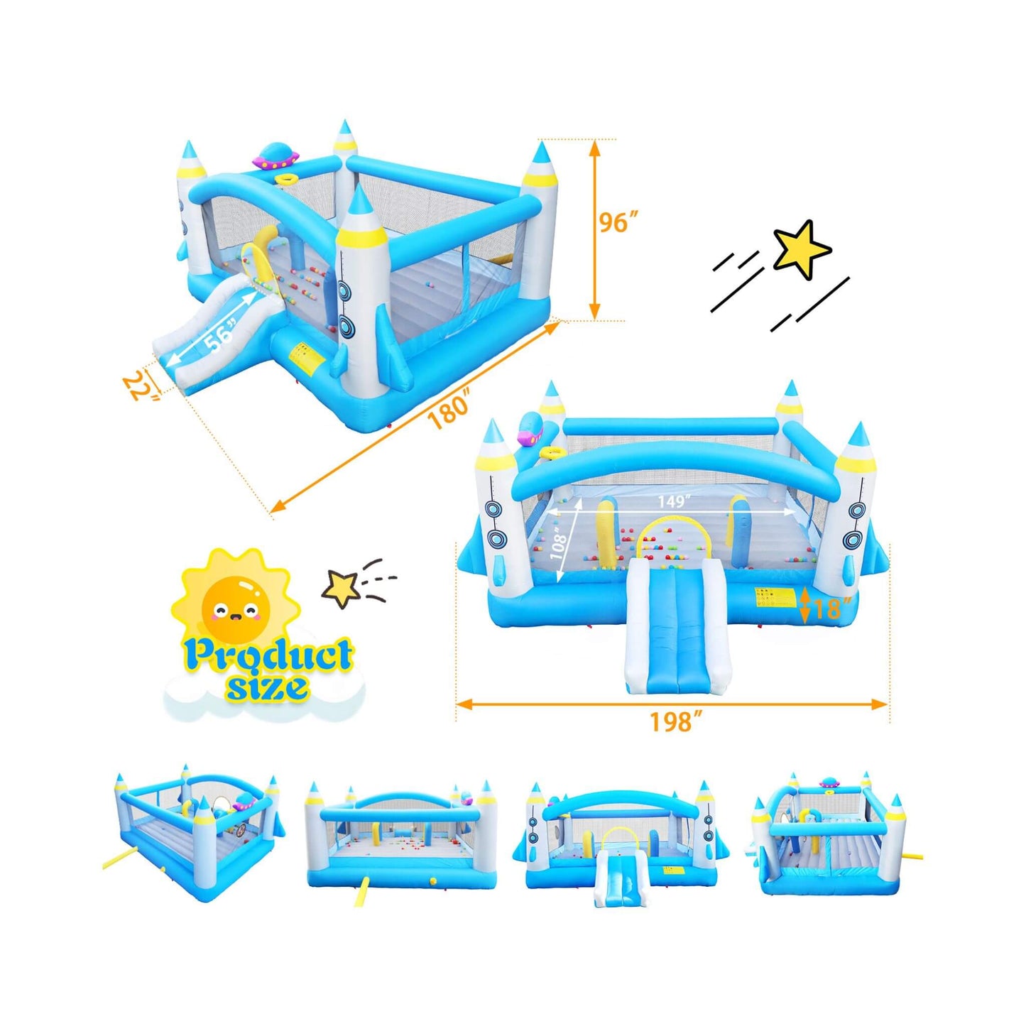Extra-Large Multifunctional Jump'N Slide Inflatable Bouncer With Blower (SAK81243)