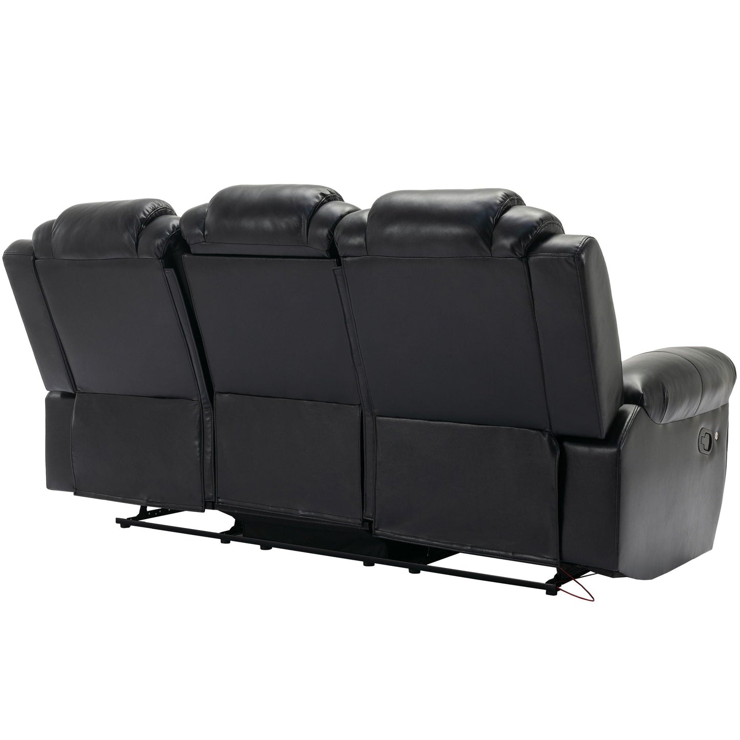 3 Pieces Recliner Sofa Sets Home Theater Seating Manual Recliner Chair With Center Console And LED Light Strip For Living Room