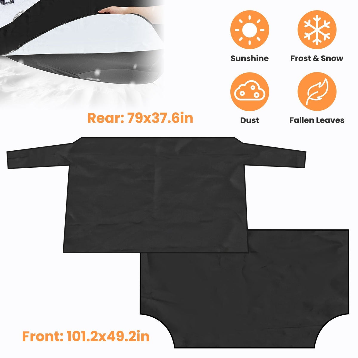 Magnetic Car Windshield Cover Front Rear Car Windshield Protector against Snow Sun Dirt Leaves Fit for All Cars Oxford Fabric Waterproof Heat-Resistan