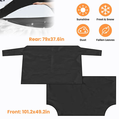 Magnetic Car Windshield Cover Front Rear Car Windshield Protector against Snow Sun Dirt Leaves Fit for All Cars Oxford Fabric Waterproof Heat-Resistan