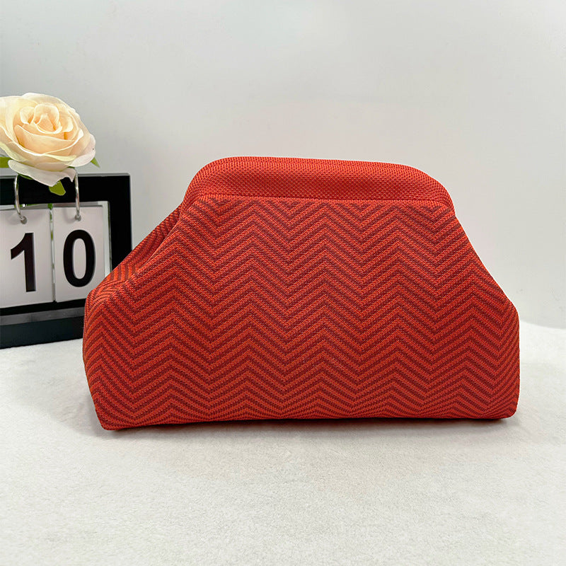 Womens Knitted Bag Striped Clutch