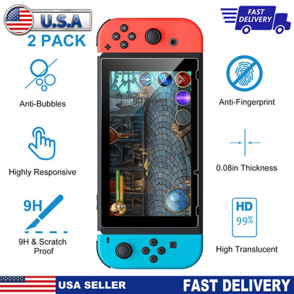 2 Pack Screen Protector Tempered Glass Screen Saver HD Anti-Scratch for Nintendo Switch_x000B__x000B_6.2 Inch Protector Film