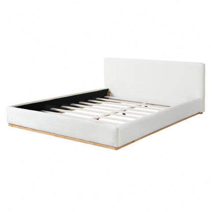 Elegant Upholstered Bed with Solid Wood Frame - Queen