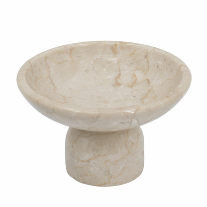 7x7x4" Round Marble Pedestal Fruit Bowl