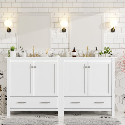 60" White Bathroom Vanity Set