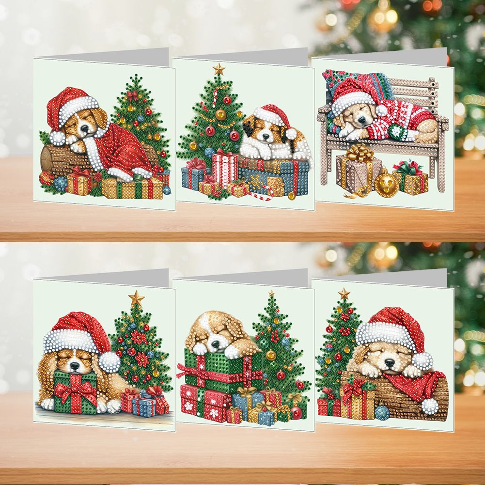 Christmas Style 6 Combination Puppy Style Handmade Greeting Cards