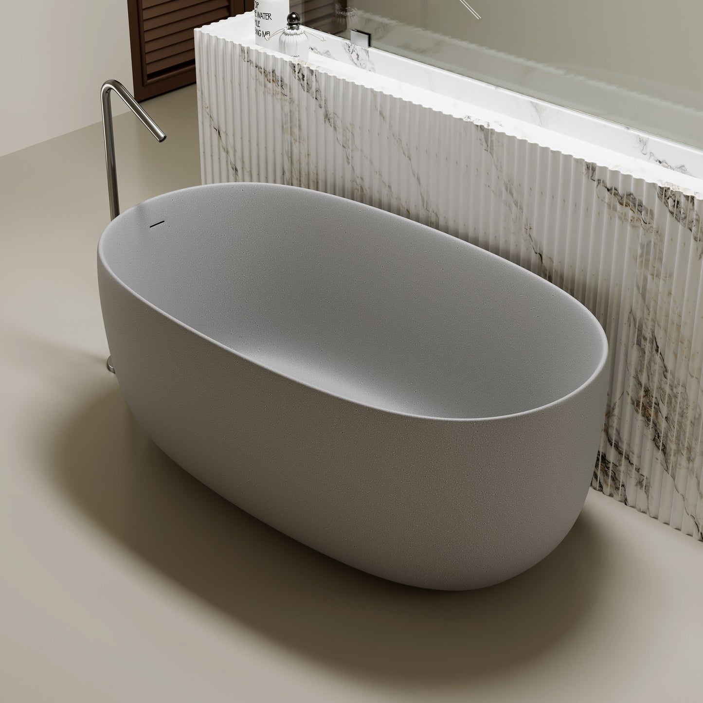 51'' Freestanding Bathtub Resin Stone Soaking Bathtub