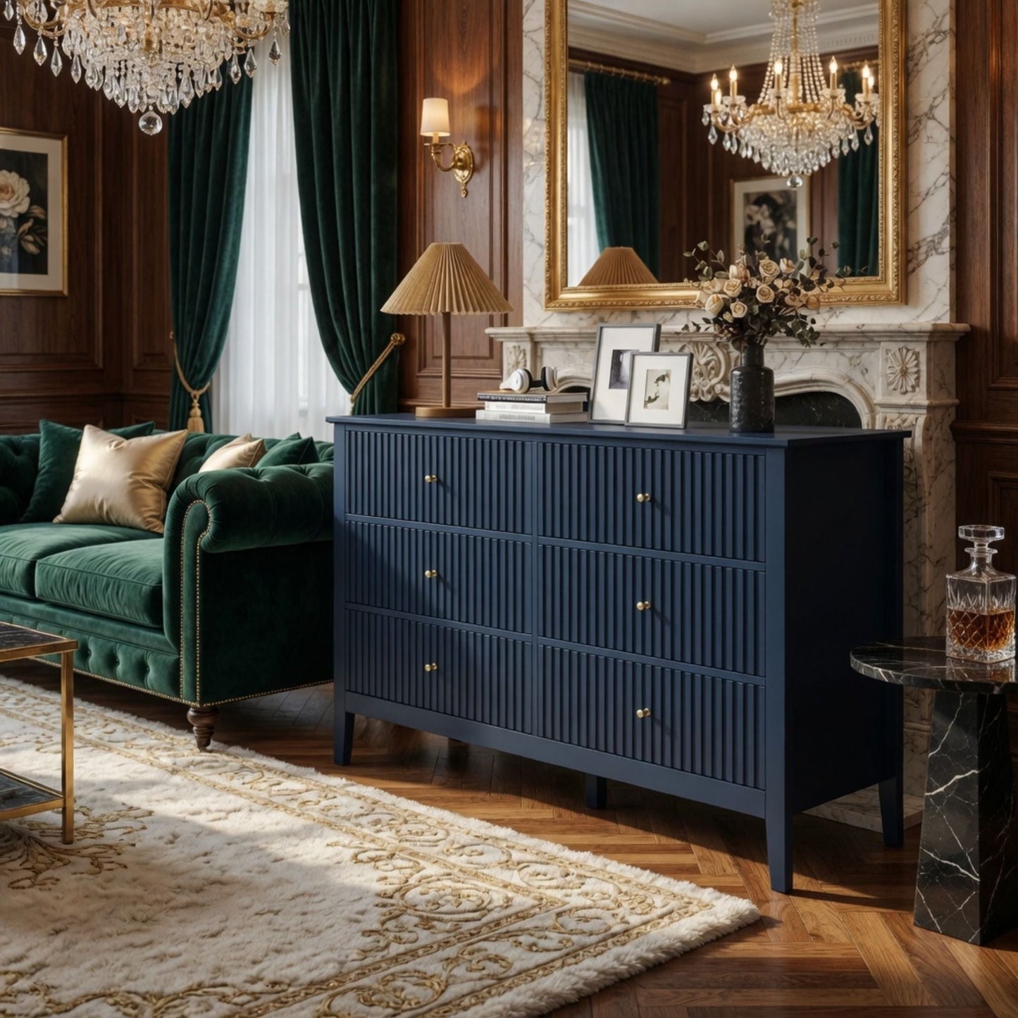 Modern 6 Drawer Fluted Dresser