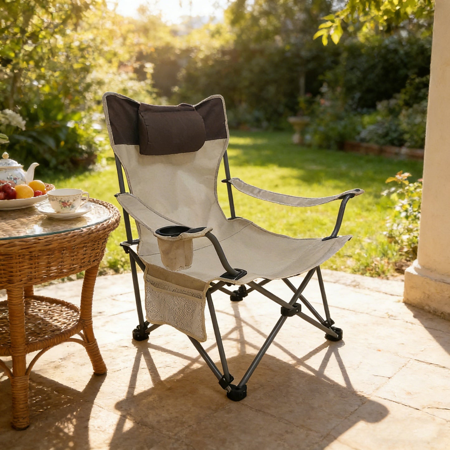 Outdoor Folding Camping Chair with Adjustable Recline