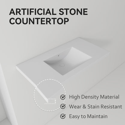 36" Ceramic Basin Sink, 0.8" Ultra-Thin Profile