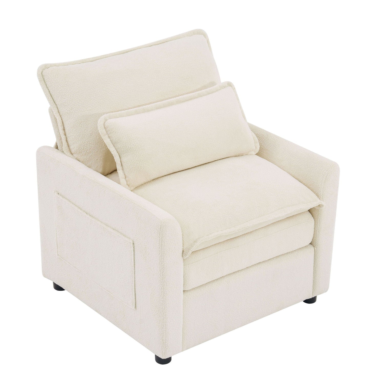 Modern Single Seat Accent Chair With Side Storage Pockets