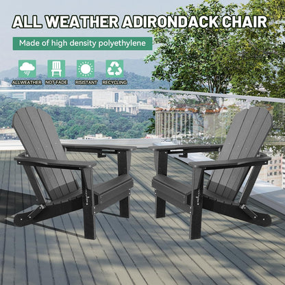 Adirondack Chairs Set of 2 - Plastic HDPE with Cup Holder