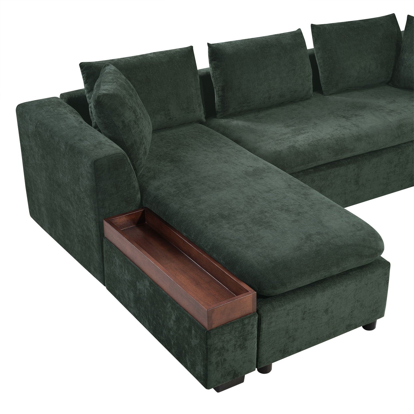 Modern L Shaped Sectional Sofa With Upholstery And Wooden Storage