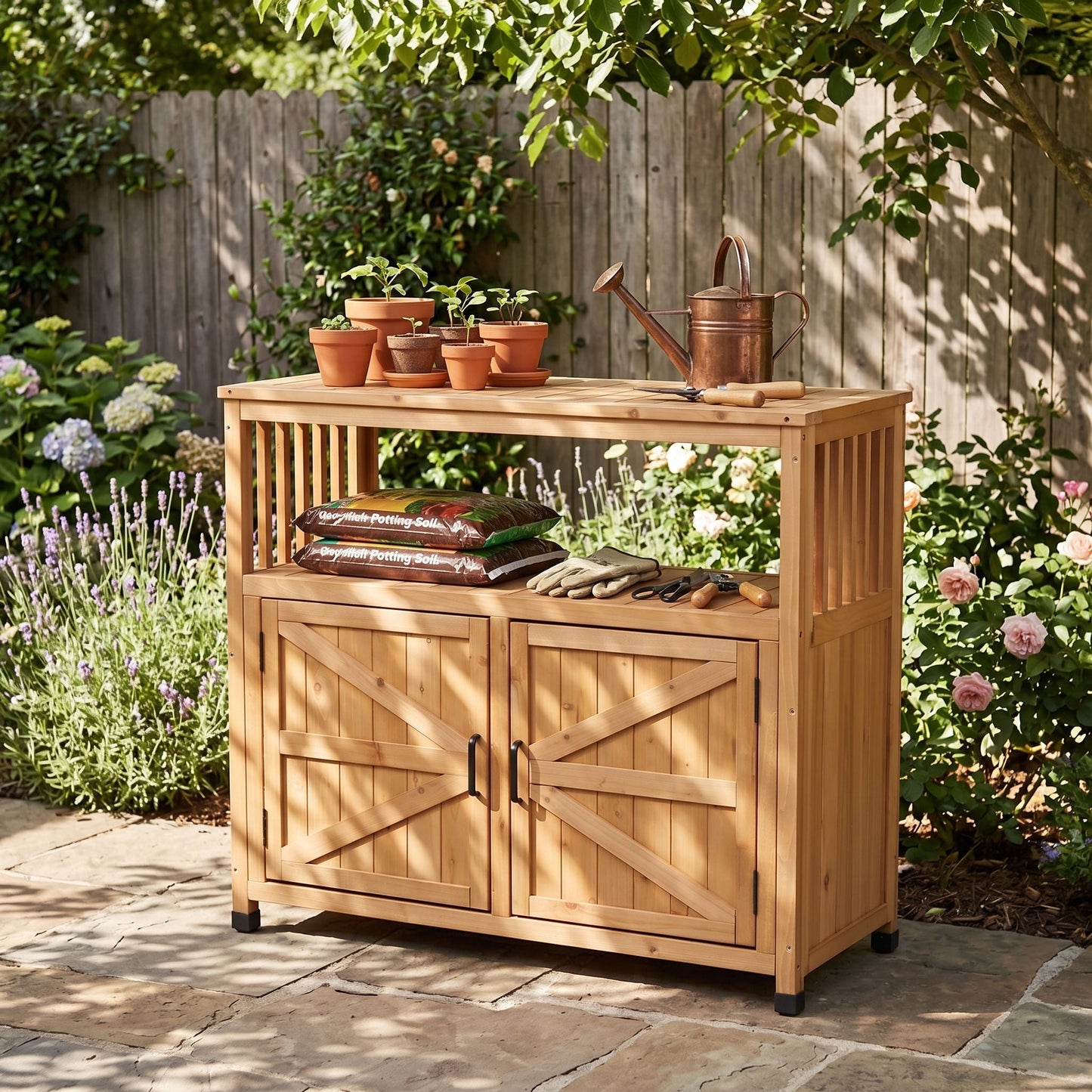Patio Bar Table Set With Storage