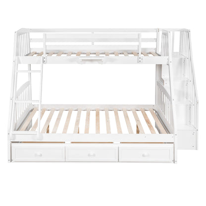 Bunk Bed With Drawers, Ladder And Storage Staircase