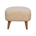 Solid Wood Boucle Upholstered Square Footstool