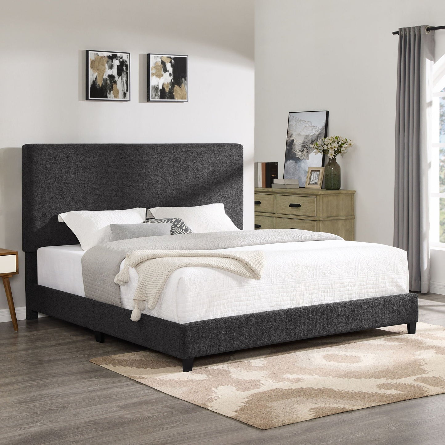 Platform Bed & Upholstered Headboard