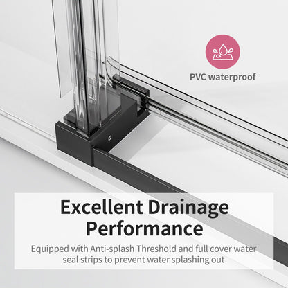 Frameless Sliding Shower Door With Soft- Close, 3 / 8" Tempered Glass