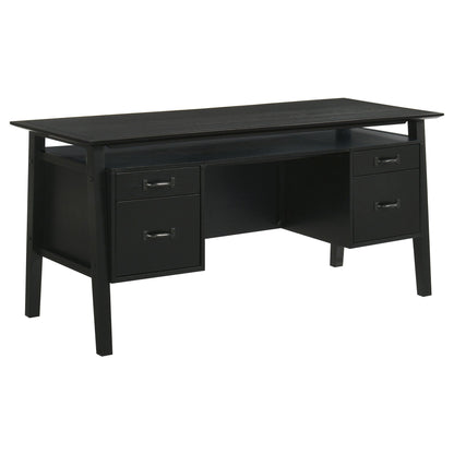 Goodson 64-inch 4-Drawer Double Pedestal Computer Desk Black