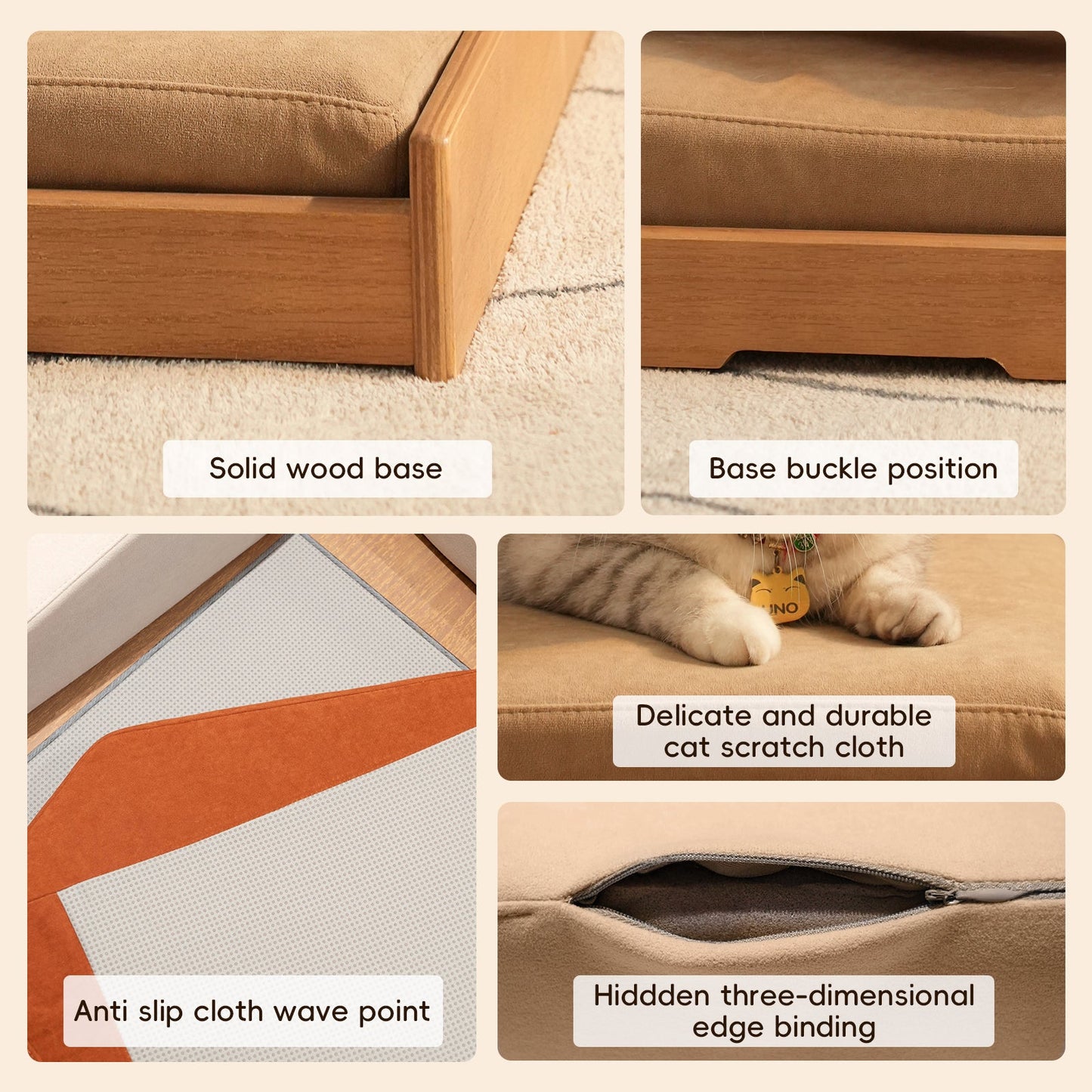 Modern Wooden Pet Bed for Cats and Dogs