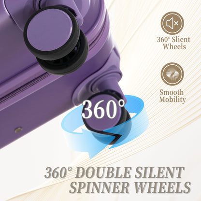 HIFINE Tourist 3-Piece ABS Spinner Wheel Luggage Set (Purple)