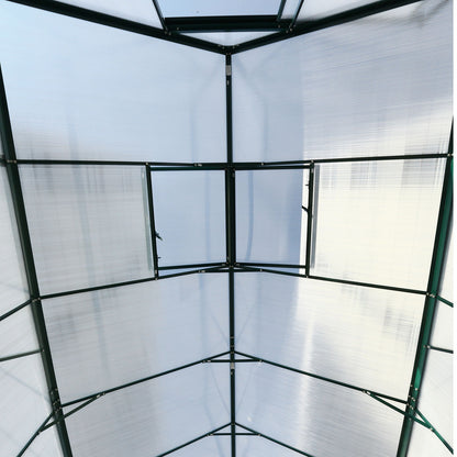 Polycarbonate house, Heavy Duty Outdoor Aluminum Walk-In House Kit With Rain Gutter, Vent And Door For Backyard Garden
