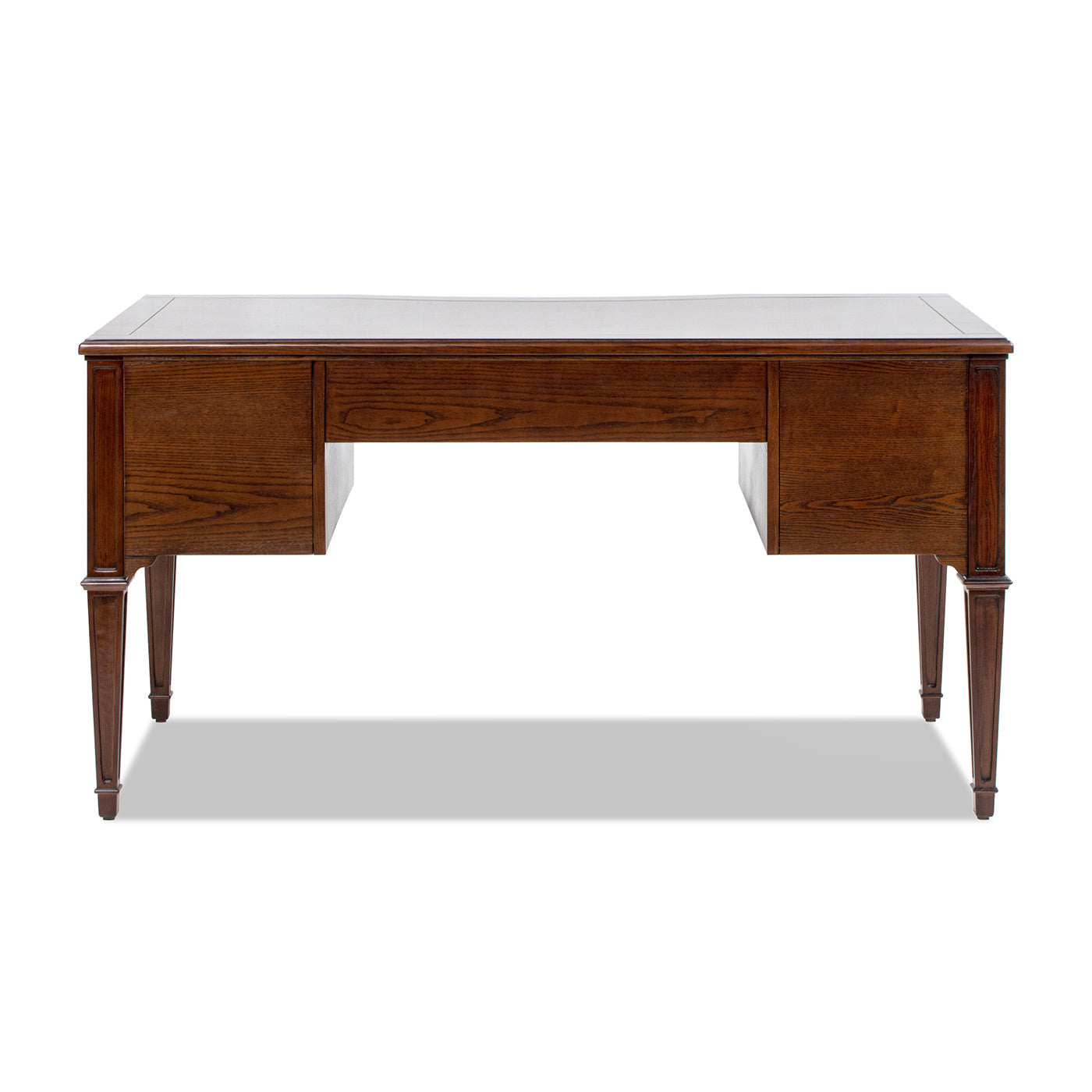 Dauphin Gold Accent 5-Drawer Wood Executive Desk Dark Walnut Ash Wood & Veneer