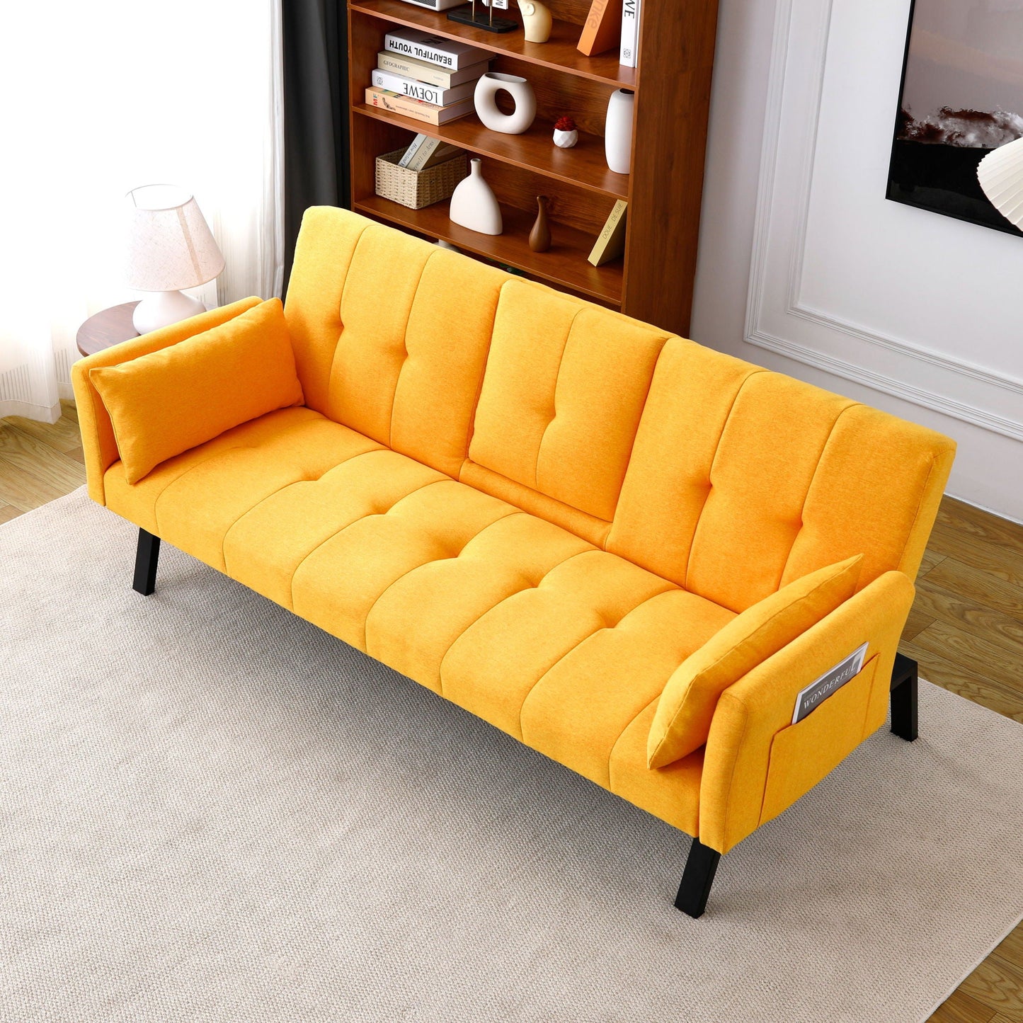 Sofa Bed With Foldable Design And Cup Holder
