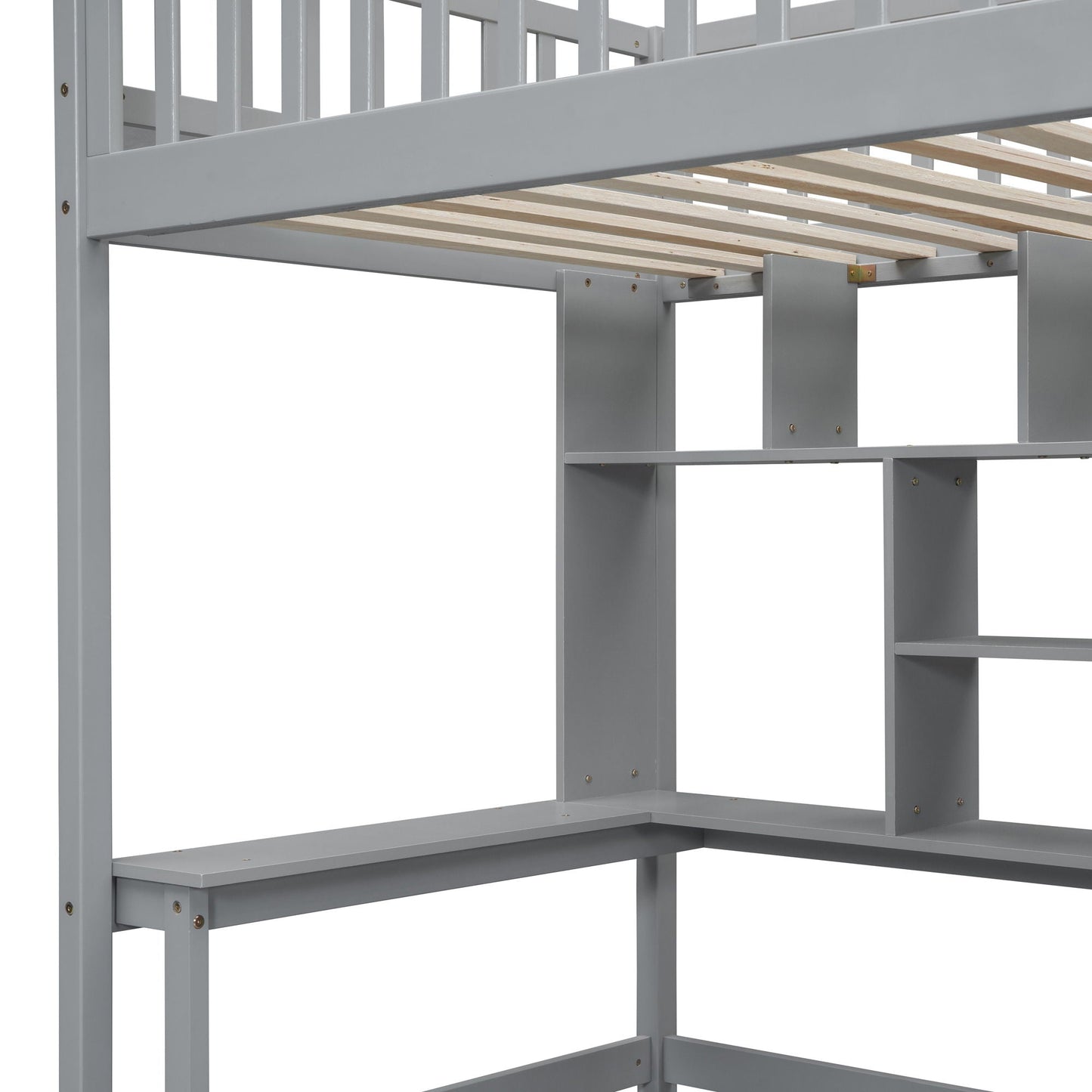 Loft Bed With Bookshelf, Drawers, Desk, And Wardrobe