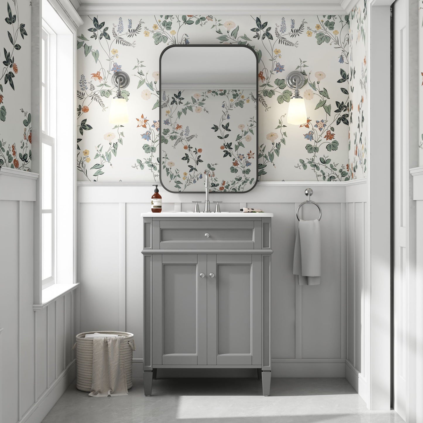 Bathroom Vanity With 2 Doors And Tip Out Drawer, Soft Closing Hinges