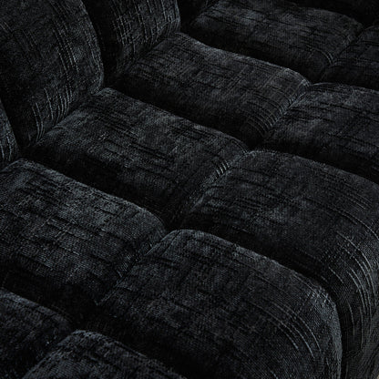 Quilted Cloud Sofa With Rounded Armrests And Piano Key Backrest Design