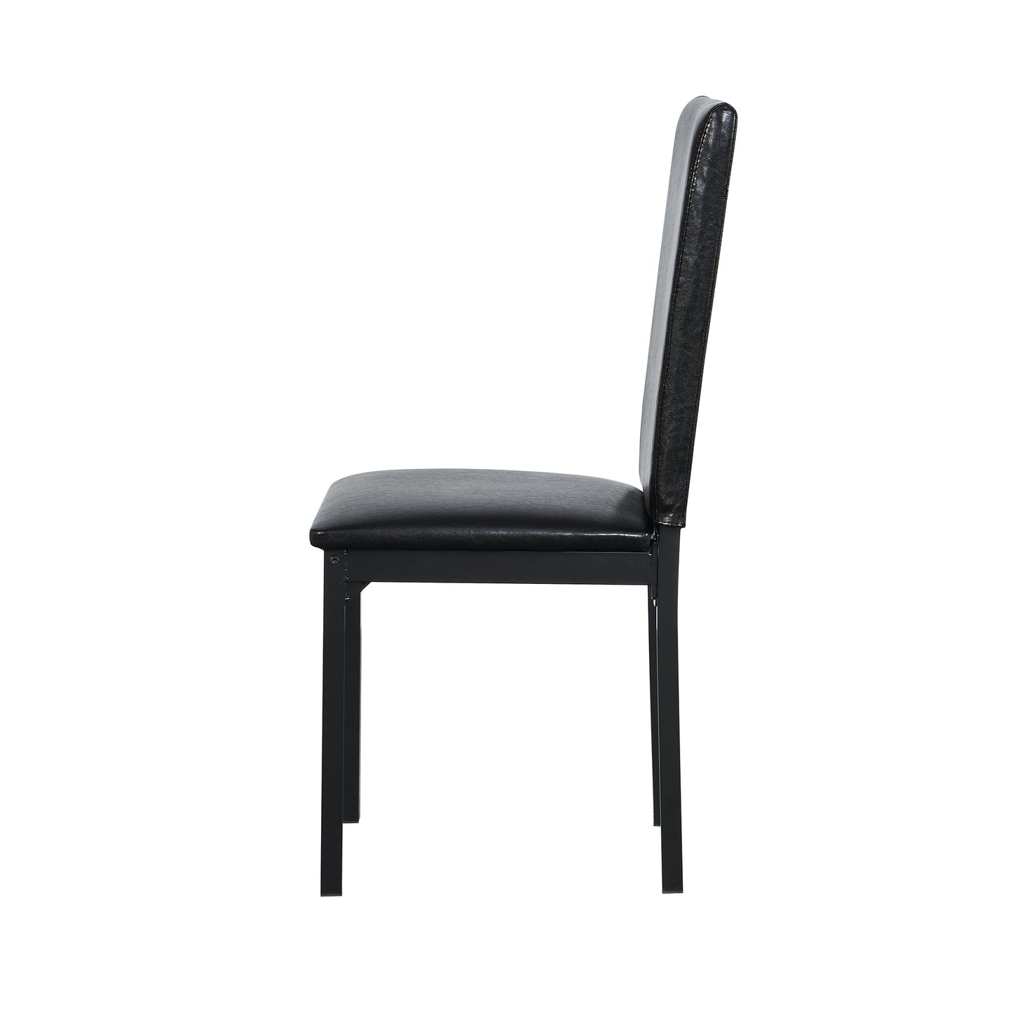 Furniture 5 Piece Metal Dinette Set with Faux Marble Top - Black