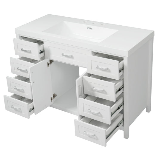 Bathroom Vanity With Sink, 2 Doors & 8 Drawers, Soft Close System