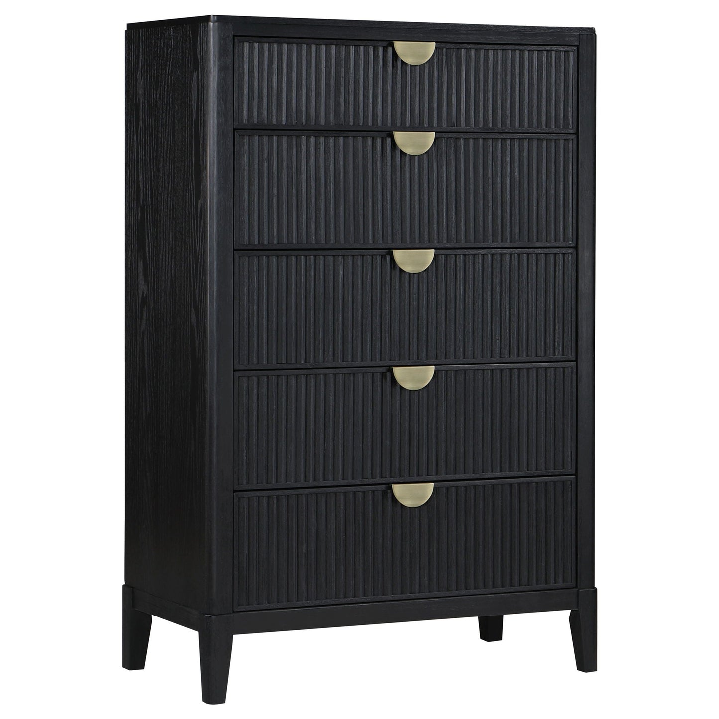 California King 5 Piece Bedroom Set With Fluted Detailing - Black