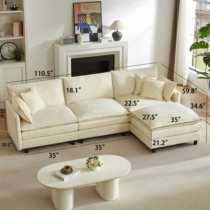 Modular Sectional Sofa, 110 Inch L-Shaped Couch Set for Living Room