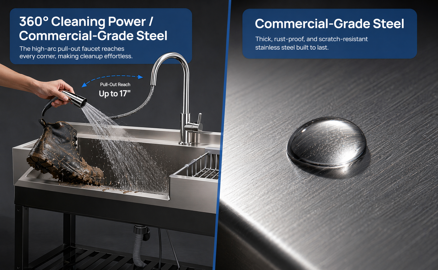 Stainless Steel Utility Sink, Freestanding Sink