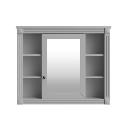 Wall Mounted Bathroom Storage Cabinet With Mirror, Cabinet With 6 Open Shelves And Adjustable Interior