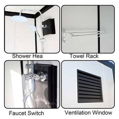 Portable Toilet Cabin - Outdoor Shower Room with Shower, Lights, Sink, and Ventilation Fan