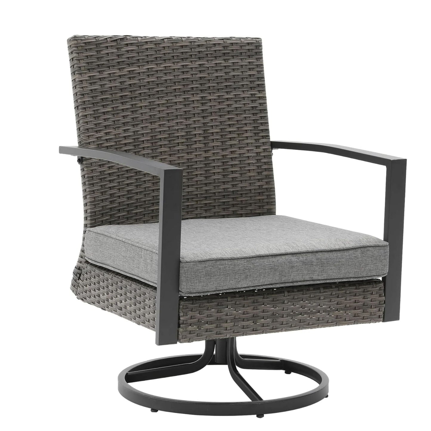 Swivel Rocker Patio Chairs With Cushions, All Weather (Set of 2) - Gray