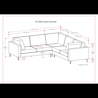 Ava - Mid Century Corner Sectional Sofa Handcrafted