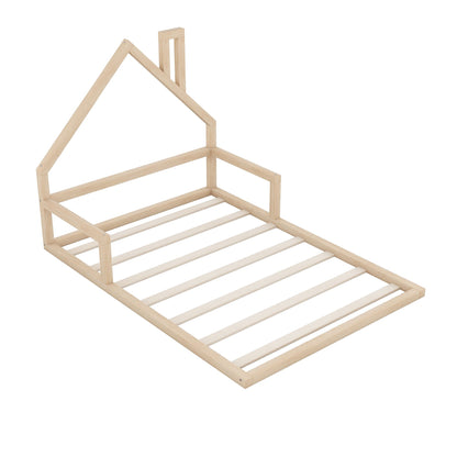 Elegant Floor Bed With House Shaped Headboard