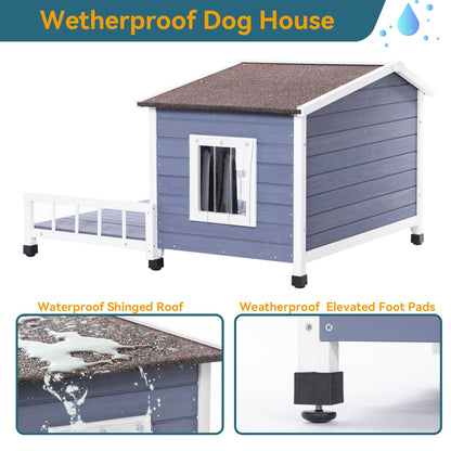 Large Wooden Dog House with Terrace