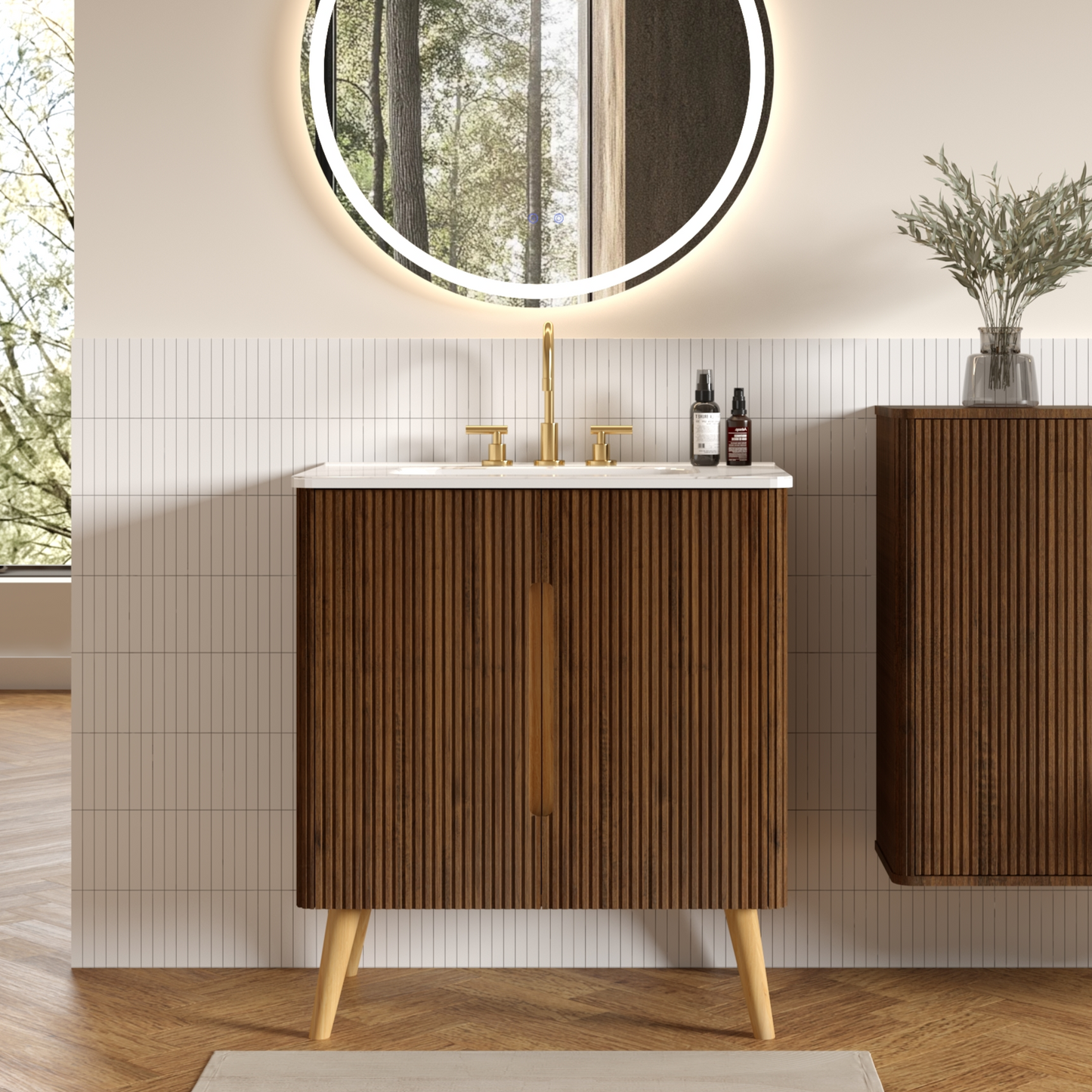 Etna 30"F Striped Bathroom Vanity