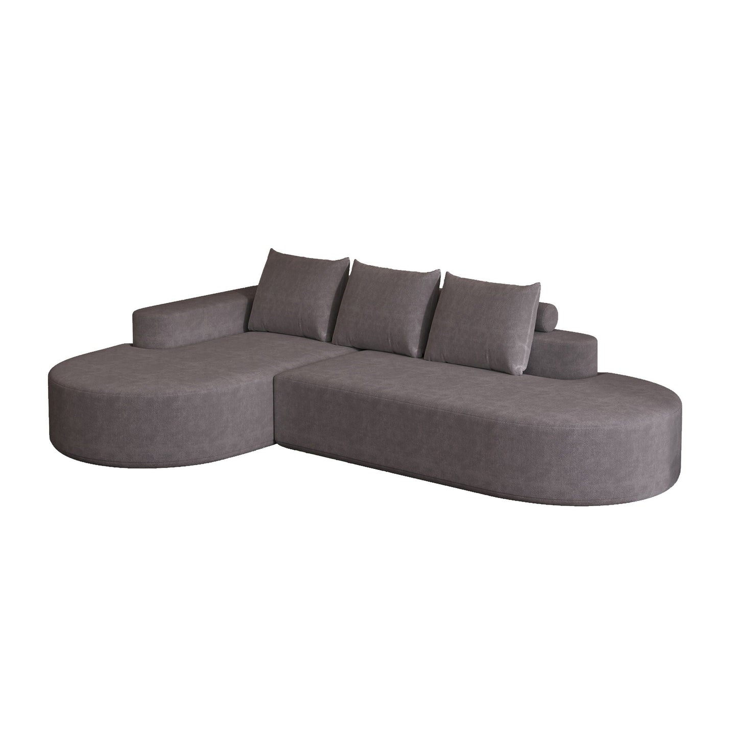 Modern Curved Sofa, L-Shaped Modular Sectional Set With 3 Pillows
