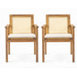 Preston Outdoor Dining Chair With Cushion Set of 2 - Teak / Beige