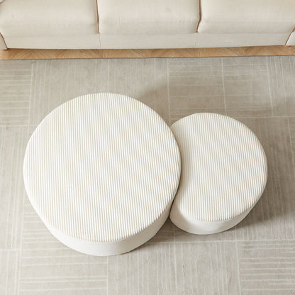 Modern Upholstered Round Coffee Table For Living Room (Set of 2)