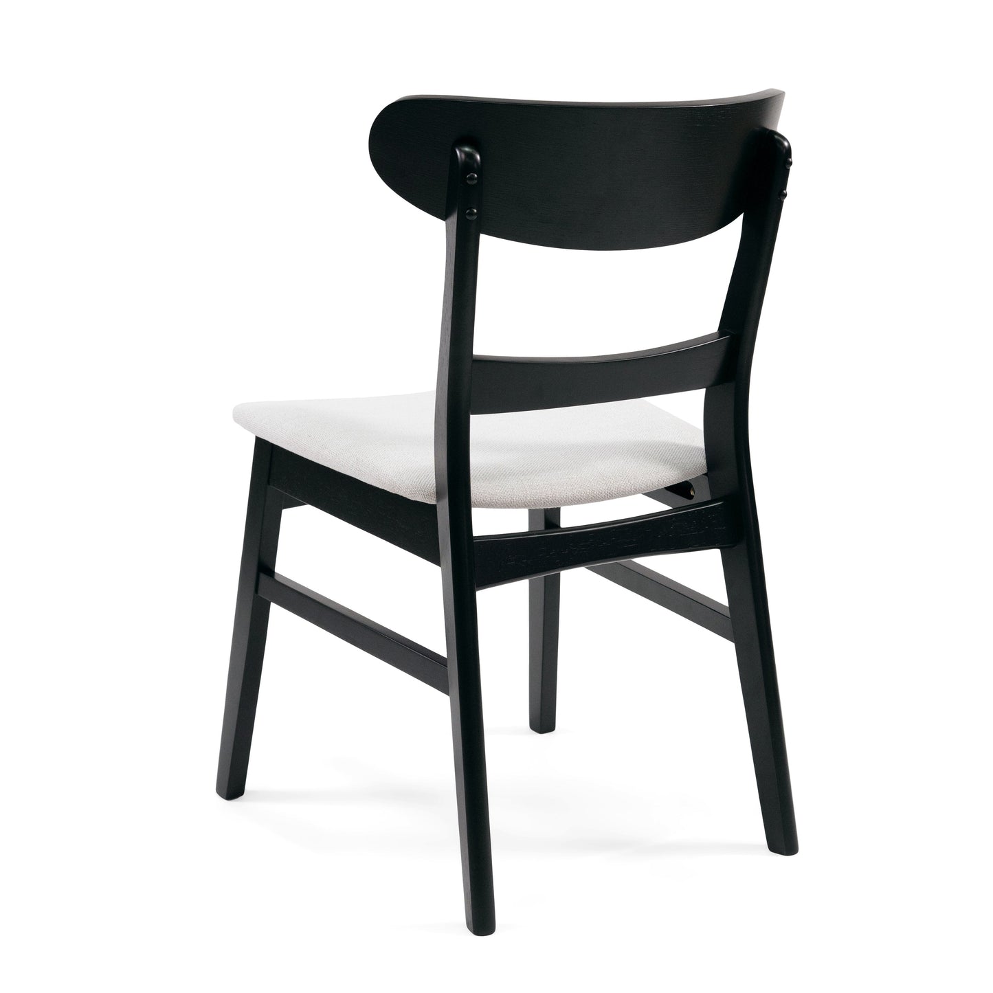 Set of 2 Mid-Century Dining Chairs - Upholstered Seat, Rubberwood Legs