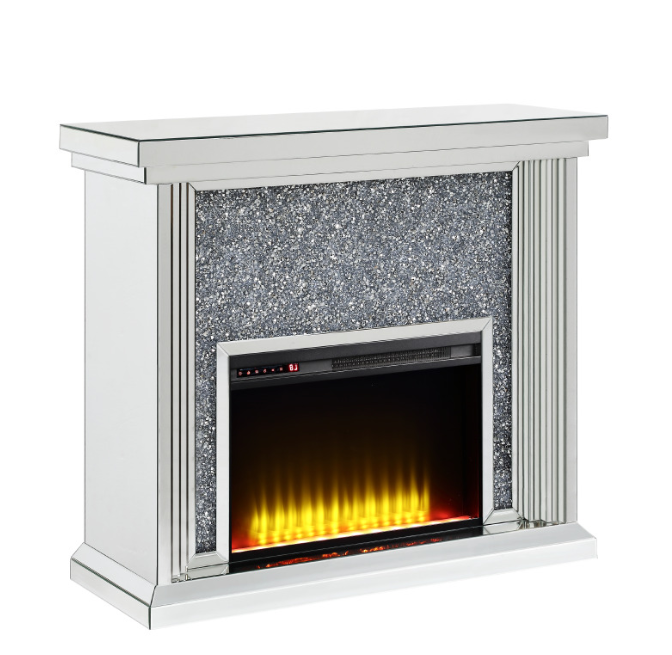 Noralie Mirrored & Faux Diamonds Fireplace