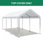 10 X 20 Ft Carport Canopy Cover Replacement Heavy Duty Waterproof Fabric With 36 Bungee Cords UV & Tear Resistant (Cover Only) - White