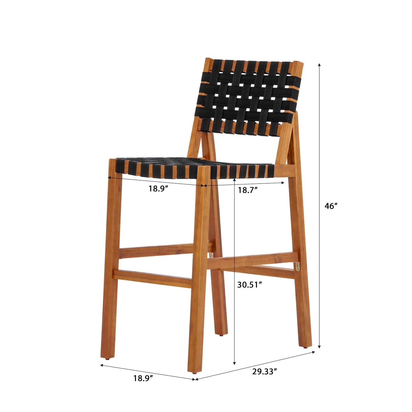 30.5 Inch Seat Height Outdoor Acacia Solid Wood Patio Side Chair